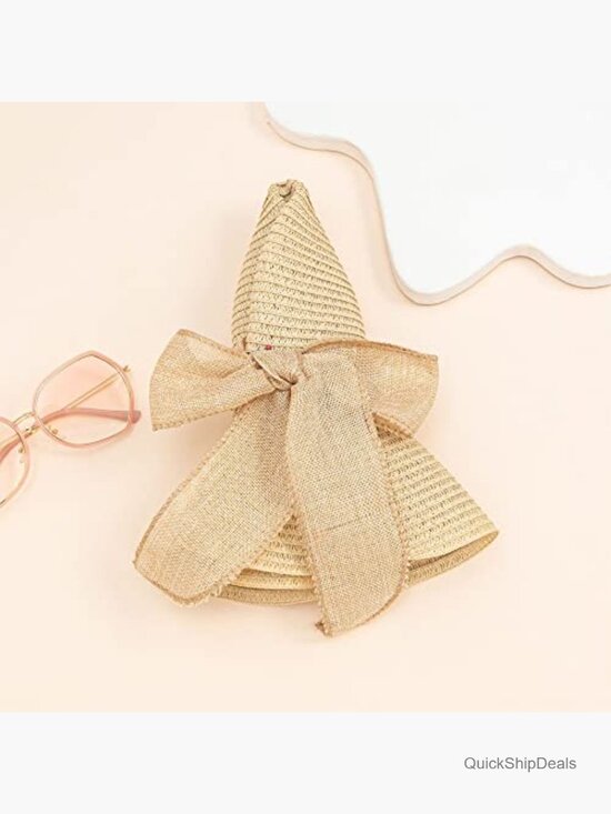 Wide Brim Floppy Sun Hat with Adjustable String - Foldable Roll-Up Straw Beach main image 5
